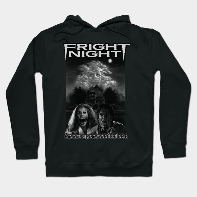 Fright Night, Vintage Horror. ( Black & White Version) Hoodie by The Dark Vestiary